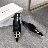 S-shoe Balenciaga Womens High Heel Pumps Pointed Ankle Buckle Stilettos Dress Shoes