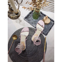 S-shoe R.e.n.e C.a.o.v.i.l.l.a Womens Chunky Block Low Mid Heel Lace Up Strappy Sandal Faux Suede Shoes