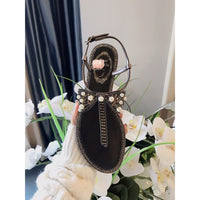 S-shoe R.e.n.e C.a.o.v.i.l.l.a Women's Beaded Flat Sandals Pearl Beach Toe Ring Casual Bohemia Summer Sandals