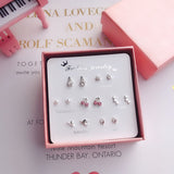 7 Pairs/set Of Simple One Week Earrings Set Fashion Earrings Combination Set Female Love Star Moon Flower Simple Cute Stud Earrings Jewelry