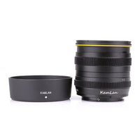 E-Electronic Kamlan lens 50mm F1.1 APS-C Large Aperture Manual Focus Lens Standard Fixed Focus APS-C Frame Mirrorless Lens Cameras lentille Camera Lens For Canon EOS-M NEX Fuji X M4/3 Cameras