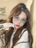 S-sunglasses Binjun 2021 Gentle Fashion Sunglasses for TEGA with White round glasses case 2021 New Style Women's Korean Version Retro Sunglasses Aviator Style Metal Frame Fashion UV400 Protection Big Frame Sun Glasses Shades for Women
