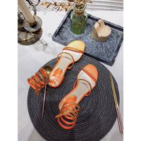 S-shoe R.e.n.e C.a.o.v.i.l.l.a Womens Chunky Block Low Mid Heel Lace Up Strappy Sandal Faux Suede Shoes