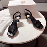 S-shoe N.E.O.U.S Summer Single Cusp Shoe Strappy Heels Solid Buckle Classics Color Block Shoes Slip-on strappy leather sandals with a geometric heel