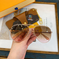 S-sunglasses Louis Vuitton High Qulity women's Round Metal Sunglasses Shades For Z1618E Female Ladies Brown Eyewear Women's Polarized Square Sunglasses Oversized Black Shades Flat Lens Male Female Fashion Driving Glasses