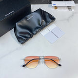 S-sunglasses Silver Metal Semi-rimless Aviator Frame For Idris With Bold Acetate Temple Tips Unisex Frame Good Eye Protection Computer Anti Radiation Anti Blue Light Light Weight Eyeglass