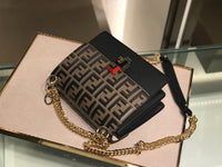 H-bag Fendi KAN I SMALL Black leather mini-bag 19cm