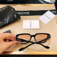 S-sunglasses Korean Style Rectangular Black Acetate Frame Anti Radiation Glasses For Loopy Women Oversized Shades for Women Glasses Frame Clear Lens Eyeglasses Elastic Temples Leg