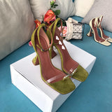 S-shoe A.M.I.N.A M.U.A.D.D.I Women's Strappy Chunky Block Sandals Ankle Strap Open Toe High Heel for Dress Wedding Party Evening Office Shoes Sandals