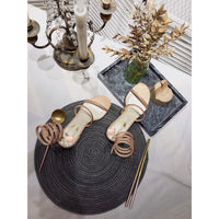 S-shoe R.e.n.e C.a.o.v.i.l.l.a Womens Chunky Block Low Mid Heel Lace Up Strappy Sandal Faux Suede Shoes