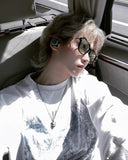 S-sunglasses G monster Anti-Blue Women Round Glasses Eyeglasses For Jeff Anti Radiation Metal Details Thin Temples Transparent Retro unisex Computer lens Oversized Black Acetate Frame Eyewear 99.9% UV Protection