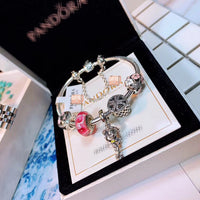 J-jewelry Pandora Silver Plated Snake Chain Charm Bracelets Crystal Beads Bracelet for Women