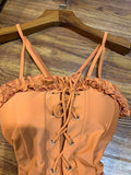 D-clothing Zimmermann Women's Halter One Piece Swimsuits Braid Macrame Ruched Tummy Control Swimwear