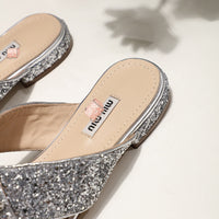 S-shoe MIU MIU New Women Casual Summer Flat Slippers Flip Flops Female Crystal Outside Shoes Girls Comfortable Woman Footwear