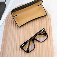 S-sunglasses Korean Style Rectangular Black Acetate Frame Anti Radiation Glasses For Loopy Women Oversized Shades for Women Glasses Frame Clear Lens Eyeglasses Elastic Temples Leg
