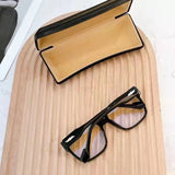 S-sunglasses Korean Style Rectangular Black Acetate Frame Anti Radiation Glasses For Loopy Women Oversized Shades for Women Glasses Frame Clear Lens Eyeglasses Elastic Temples Leg