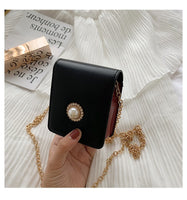 L-package Leather Makeup Lipstick Case with Mirror for Purse Cosmetic Pouch Travel Makeup Bag Holder Fits of Lipstick Travel Purse Storage with Chain