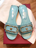 S-shoe S.a.l.v.a.t..o.r.e F.e.r.r.a.g.a.m.o Women's Wide Width Slide Sandals Slip On Flat Cross Strap Casual Summer Shoes