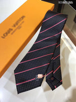 A-accessories Louis Vuitton Men's Silk Tie and Pocket Square Woven Formal Tie Cufflink Set Solid Neckties