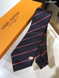 A-accessories Louis Vuitton Men's Silk Tie and Pocket Square Woven Formal Tie Cufflink Set Solid Neckties