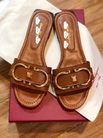 S-shoe S.a.l.v.a.t..o.r.e F.e.r.r.a.g.a.m.o Women's Wide Width Slide Sandals Slip On Flat Cross Strap Casual Summer Shoes
