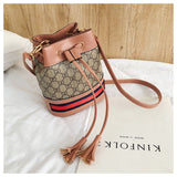 L-package Women Bag With Colorful Strap Bucket Bag Women PU Leather Shoulder Bags Messenger Bags with 2-Style Strap