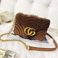 L-package GC Women's Marment Style ‎446744  mini bag embroidered chevron velvet with a heart Golden Chain