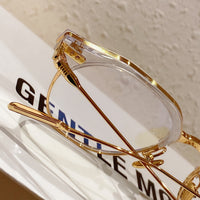 S-sunglasses Round Frame Computer Anti Radiation Replaceable Hinges High Quality Eyeglass For Kito Black Acetate And Gold Metal Frame Anti Blue Reading Beta Titanium Glasses For Women Men