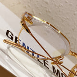 S-sunglasses Round Frame Computer Anti Radiation Replaceable Hinges High Quality Eyeglass For Kito Black Acetate And Gold Metal Frame Anti Blue Reading Beta Titanium Glasses For Women Men