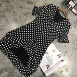 D-clothing Dior Dresses for Women V Neck Ruffle Polka Dot Loose Swing Casual Short T-Shirt Dress