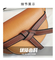 L-package Women Gate Saddle Shaped Crossbody Bag Shoulder Purse cowhide leather Adjustable shoulder strap-mini red