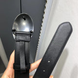 A-accessories Prada 3.4cm Men's Dress Belt Automatic Buckle Leather Ratchet Belt for for Dads, Husbands, Boyfriends, Brothers Gift with Box