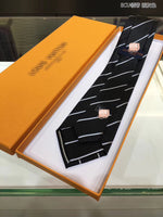 A-accessories Louis Vuitton Men's Silk Tie and Pocket Square Woven Formal Tie Cufflink Set Solid Neckties