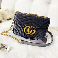 L-package GC Women's Marment Style ‎446744  mini bag embroidered chevron velvet with a heart Golden Chain