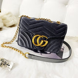 L-package GC Women's Marment Style ‎446744  mini bag embroidered chevron velvet with a heart Golden Chain