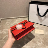 M-Handbag GUCCI 20cm Ladies Vintage Printing Wide Shoulder Strap Messenger Bag Small Square Bag