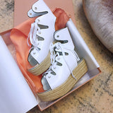 S-shoe MIU MIU Women High Shoes Adjustable Buckle Open Toe Wedges Shoes Summer Fashion Sandals