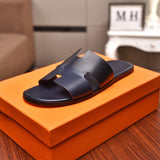 S-shoe H.e.r.m.e.s Spring Summer New Flat-bottom Wear Lazy Beach Toe Comfort Joker Slippers Women's Genuine Cow Leather Slippers Couple Indoor Non-slip Men Women Home Fashion Casual Single Shoes PVC Soft Soles