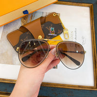 S-sunglasses Louis Vuitton High Qulity women's Round Metal Sunglasses Shades For Z1618E Female Ladies Brown Eyewear Women's Polarized Square Sunglasses Oversized Black Shades Flat Lens Male Female Fashion Driving Glasses
