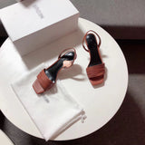 S-shoe N.E.O.U.S Summer Single Cusp Shoe Strappy Heels Solid Buckle Classics Color Block Shoes Slip-on strappy leather sandals with a geometric heel