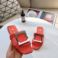 S-shoe R.O.V Womens Flat Sandals Slides Open Toe Slip On Shoes for Summer