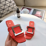 S-shoe R.O.V Womens Flat Sandals Slides Open Toe Slip On Shoes for Summer