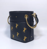 H-bag CHLOÉ Mini Roy bucket bag in smooth calfskin with "little horses" embroidery 20×17×7.5cm NO.63073a
