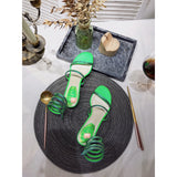 S-shoe R.e.n.e C.a.o.v.i.l.l.a Womens Chunky Block Low Mid Heel Lace Up Strappy Sandal Faux Suede Shoes