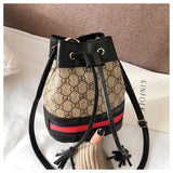 L-package Women Bag With Colorful Strap Bucket Bag Women PU Leather Shoulder Bags Messenger Bags with 2-Style Strap