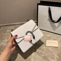 M-Handbag GUCCI 20cm Ladies Vintage Printing Wide Shoulder Strap Messenger Bag Small Square Bag