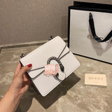 M-Handbag GUCCI 20cm Ladies Vintage Printing Wide Shoulder Strap Messenger Bag Small Square Bag