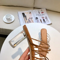 S-shoe R.E.J.I.N.A P.Y.O Polished Crisscrossed High Heel Sandal Open Toe Ankle-Strap Dress Platform Sandal