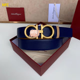 A-accessories S.a.l.v.a.t.o.r.e F.e.r.r.a.g.a.m.o 3.5cm Men's Genuine Leather Dress Belt Handmade 100% Cow Leather Fashion & Classic Designs for Work Business and Casual