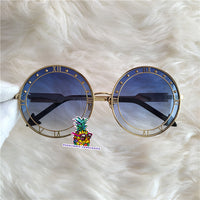 S-sunglasses Round frame Clock pattern Metal eyeglass frame for w.a.n.g.d.e.r.l.a.n.d clock